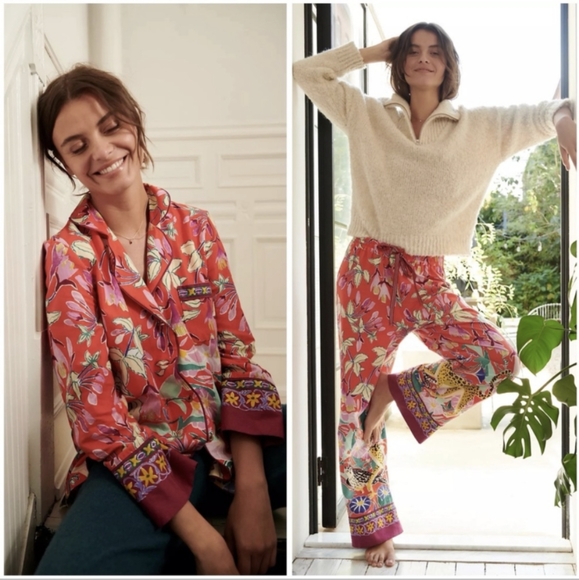 Anthropologie Other - Anthropologie Lil Sire Cheetah Dreams Flannel Pajama Set Sleep Top & Bottom